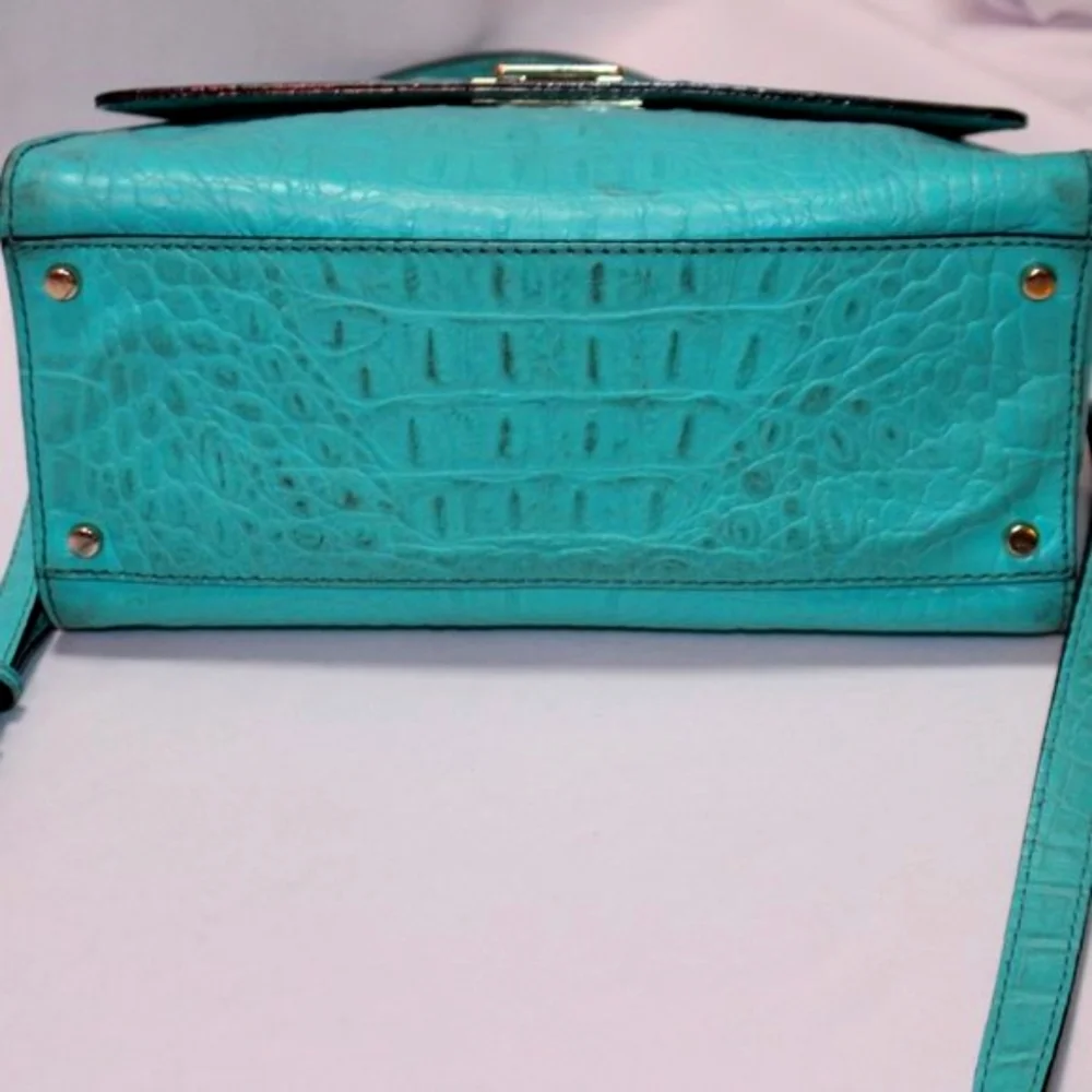 Kate Spade New York Turquoise Crocodile Print Leather Shoulder Bag